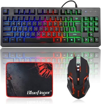 Gaming Keyboards BlueFinger Rainbow Mouse Combo Gaming Keyboard