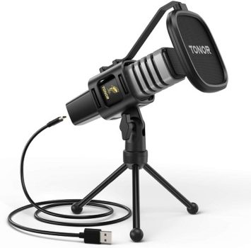 Best Microphone 2021 USB Microphone, TONOR Condenser Computer PC Mic With Tripod Stand, Pop Filter, & Shock Mount