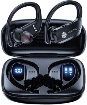 Top Fifty Gadgets VEATOOL Bluetooth 48hrs Playtime Sport Earphones with LED Display For Running Workout