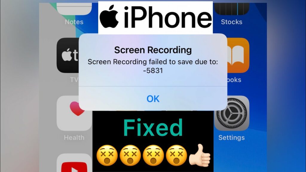 Screen Recording Failed To Save Due To 5831? Screen Recording Failed To Save Due To 5831