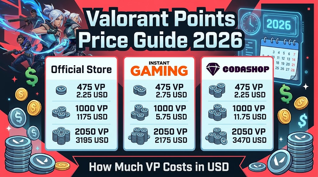 Valorant Points Price Guide 2026: How Much VP Costs in USD (Official Store vs. Instant Gaming vs. Codashop)